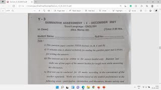 CLASS 6 ENGLISH SUMMATIVE ASSESSMENT 1 QUESTION PAPER [upl. by Drusie293]