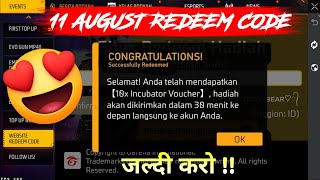 Free Fire Redeem Code 11 August 2024  How To Use Redeem Code In Free Fire  Today New Redeem Code [upl. by Sansen]