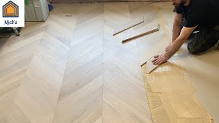 How to Install Chevron Wood Flooring [upl. by Leroj815]