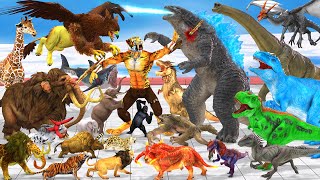 EPIC SABER TOOTH DEATHRUN The Toughest of All Animals Dinosaurs Godzilla Fight Animal Revolt Battle [upl. by Aineles814]