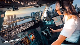 BOEING 777 Stunning LANDING SINGAPORE Airport RWY20R  Cockpit View  Life Of An Airline Pilot [upl. by Luhe]