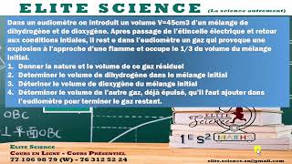 2NDESCHIMIESEQ Correction exercice mélange et corps purs synthèse de leau volumes H2 et O2 [upl. by Kurtz]