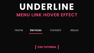 Draw Underline Link Hover Effect  CSS Menu Hover Effect [upl. by Haily]