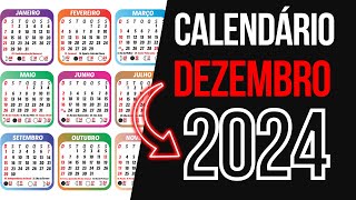 ➥ CALENDÁRIO DEZEMBRO 2024  DATA MÊS DE DEZEMBRO 2024 COM FERIADOS [upl. by Aryt765]