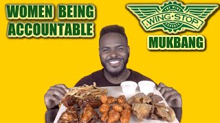 Women Being ACCOUNTABLE  Wingstop Mukbang  Thighstop AND Boneless Wings [upl. by Kannan370]