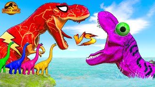 T Rex Chasing One Spiderman TRex vs Super Dinosaurs Rescue  Jurassic Adventures [upl. by Aguayo]