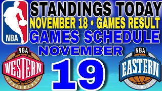 nba standings today November 18 2024  games results  games schedule November 19 2024 [upl. by Adhamh426]