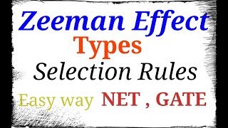 Zeeman Effect  Types  Selection Rule  GATE  JEST  NET Physics [upl. by Lawan915]