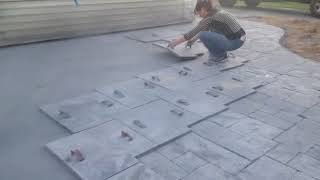 How to Stamp Concrete Patio using Ashlar Slate Pattern [upl. by Gabrila]