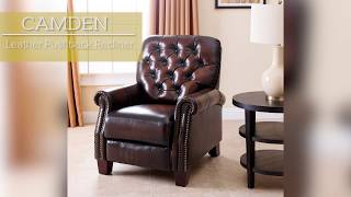 Abbyson  Camden Leather Pushback Recliner [upl. by Ecinhoj]