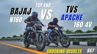 Tvs Apache RTR 160 4v Vs Bajaj Pulsar N160 DRAG RACE [upl. by Reginauld]