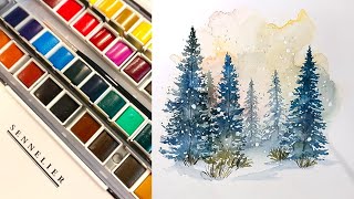 Winter Watercolour Timelapse [upl. by Say]