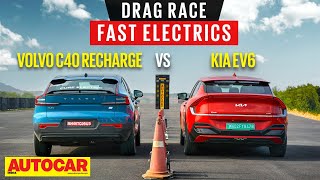 Drag Race Volvo C40 Recharge vs Kia EV6  Family EVs battle it out  autocarindia1 [upl. by Broddie]