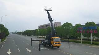 Dongfeng 45Meter Telescopic Aerial Work Manlift Bucket Truck [upl. by Maise148]