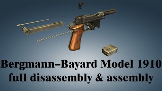 Bergmann–Bayard Model 1910 full disassembly amp assembly [upl. by Sissie]