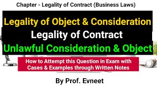 Legality of Object and Consideration  Unlawful Consideration and Object  in Hindi  CA Foundation [upl. by Rickie853]