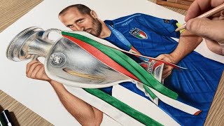 Disegno Giorgio Chiellini Euro 2020 • L’Italia è Campione D’Europa [upl. by Ellerahs]