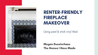 Renter Friendly Fireplace Makeover with Floor Pops Vinyl Tiles [upl. by Nancy885]