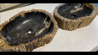 Petrified Wood Sinks Rustic Bathroom [upl. by Nolasba405]