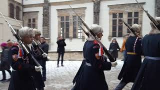 Changing Of The Guard Time At Prague Castle Royalty Free Stock Video [upl. by Eidissac262]