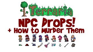 Terraria ALL NPC Drops Items amp Weapons Killing NPCs Guide Voodoo Doll etc [upl. by Elicul157]