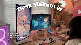 2024 desk makeover 👾 playing wuthering waves on my new gaming monitor pixio px278 wave cute decor [upl. by Joshua48]