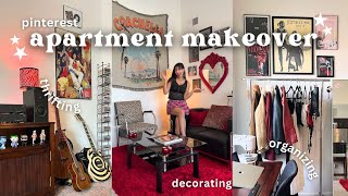 AESTHETIC APARTMENT MAKEOVER thrifting furniture decorating amp organizing pinterestinspired [upl. by Amle413]