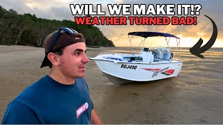 ATTEMPTING to camp FRASER ISLAND from bottom to top on a 5M BOAT [upl. by Luella89]