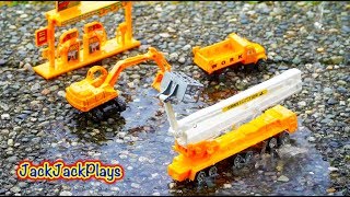 Toy Construction Trucks Pretend Play  Digging and King Cool Truck Wash for Kids  JackJackPlays [upl. by Swanhildas1]