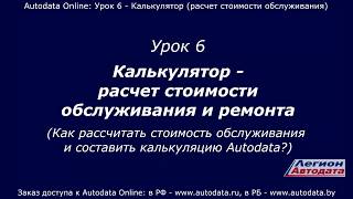 Autodata online обучение  калькулятор расчет стоимости обслуживания и ремонта Урок 6 [upl. by Filberte]