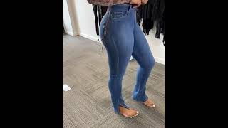 Chic Womens Tight Jeans Slim fit slit ankles [upl. by Leorsiy]