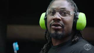 Beastmode Unleashed Marshawn Lynch Takes on the Battlefield at a Military Gun Range [upl. by Airekahs553]