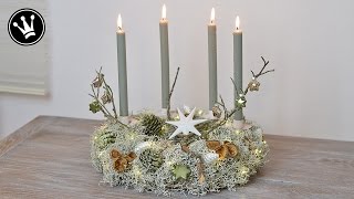 DIY  Adventskranz selber machen I Stacheldrahtpflanze Zapfen Naturdeko Glasanhänger I Anleitung [upl. by Certie]