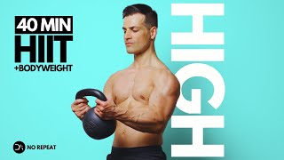 40 Min Kettlebell Workout  Intense Full Body  No Repeat [upl. by Caspar]