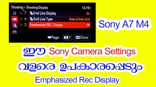 How to emphasize your REC display in your Sony Alpha IV Settings in Malayalam Display Setting Sony [upl. by Ashton]