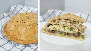 Курник с блинами  Пирог с курицей грибами и рисом [upl. by Tate845]