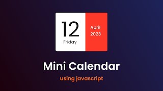 How To Create Mini Calendar Using HTML CSS and JavaScript [upl. by Enetsirk]