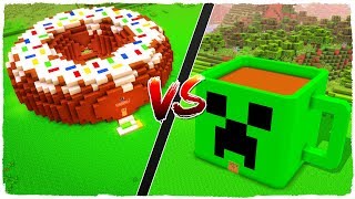 👉 Casa de DONUT vs casa de TAZA DE CAFÉ  MINECRAFT [upl. by Atterehs]