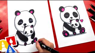 How To Draw Mom And Baby Panda [upl. by Dragde]