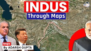 Indus River System Through Map  Tributaries of Indus  UPSC Prelims amp Mains [upl. by Hinkle653]