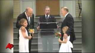 Raw Video Bloomberg Presides Over Gay Wedding [upl. by Latreece918]