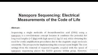 Nanopore Sequencing Electrical Measurements of the Code of Life [upl. by Kiel]