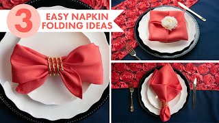 3 EASY Napkin Folding Ideas  Living Coral Place Settings  BalsaCirclecom [upl. by Dnomyad]