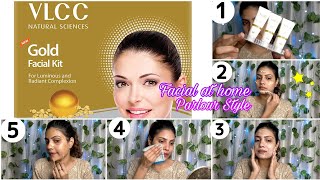 VLCC Gold Facial Kit Step by Step Demo amp ReviewFacial at homeघर पे Gold फेशियल कैसे करें [upl. by Kyred]