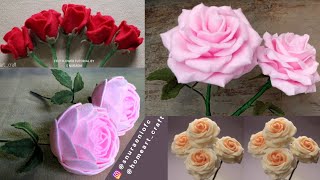 4 Ways to Make Realistic Roses Felt Flowers  DIY How to Make Felt Flowers  S Nuraeni [upl. by Agueda447]