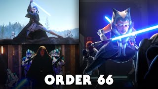 All ORDER 66 Scenes ROTSFallen OrderClone WarsBad BatchBoba FettObiwan Kenobi Reaction [upl. by Esojnauj]