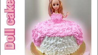 Doll cake step by step  Barbie cake with cream frosting Best Barbie doll cake by Sehar’s Kitchen [upl. by Lesli]