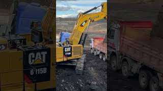 Caterpillar Excavator Loading Trucks With Two Passes [upl. by Elinad]