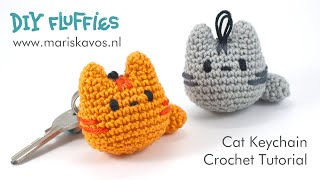 How to crochet  easy Cat Amigurumi keychain tutorial  great for beginners  English [upl. by Adnoval]