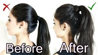 Volumized Ponytail Hairstyle For Medium Hair  The perfect high Ponytail For School College amp Work [upl. by Nali876]